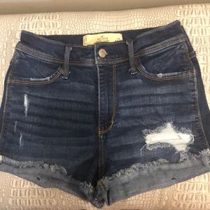 High rise denim shorts